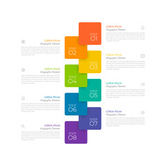 Modern infographic Timeline template can be used for workflow layout, diagram, number options, web design. Infographic business concept with 8 options, parts, steps or processes.