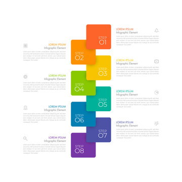 Modern infographic Timeline template can be used for workflow layout, diagram, number options, web design. Infographic business concept with 8 options, parts, steps or processes.