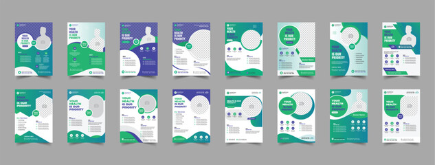 16 healthcare flyer bundle, pink medical flyer design, Corporate Business healthcare Flyer Template, A4 hospital flyer fully editable flyer, Health care cover, newsletter, poster design for print.
