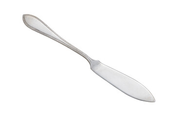 Stainless steel table knife for fish, cut out, photo stacking