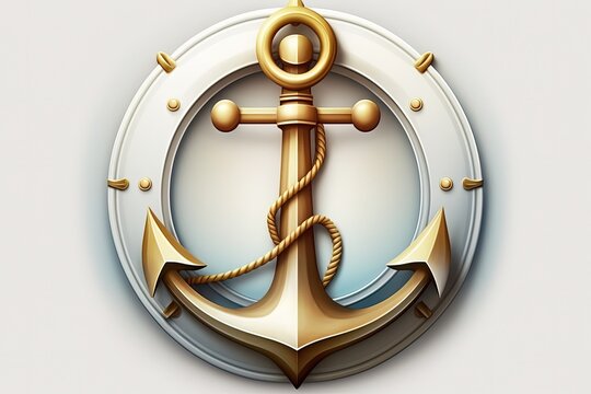 Anchor illustration, logo, icon, white background. Generative AI