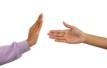 Don't want to make peace hands gesture isolated