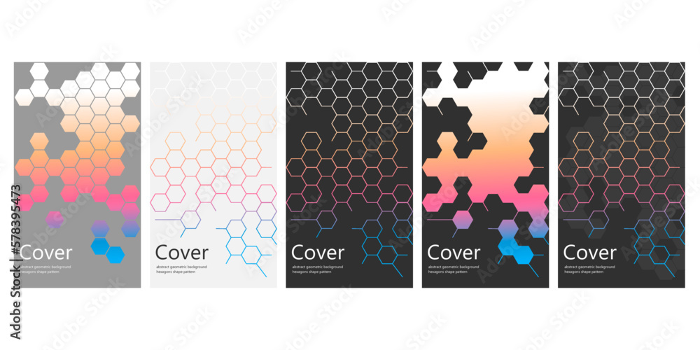 Wall mural Cover, abstract geometric background with hexagons shape pattern 