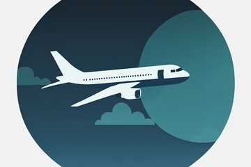 Airplane illustration, icon, logo, white background. Generative AI