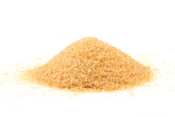 Crystals cane sugar isolated on white