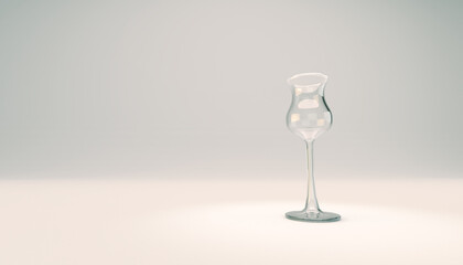 Empty Cordial glass on white studio backdrop. Usually used for after dinner liqueurs