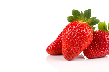 Red ripe strawberry fruits