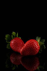 Red ripe strawberry fruits