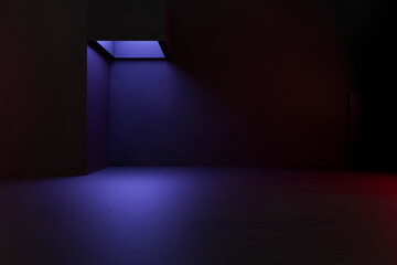 empty abstract industrial concrete interior. concrete floor and dark room. 3d illustration
