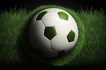 Fototapeta premium Soccer ball illustration on the lawn, sports concept. Generative AI