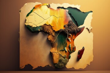 Colorful africa map illustration. Generative AI