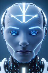 Portrait of Cybernetics and Artificial Intelligence robotic Technology. Generative AI
