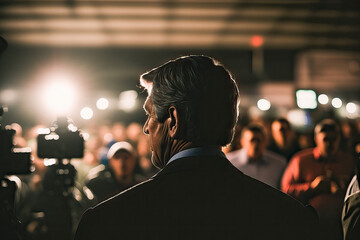 Politician Speaking to the Crowd during an Election Campaign - obrazy, fototapety, plakaty