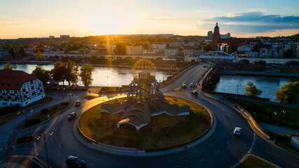 A panoramic drone photo of Gorzów Wlkp, a city in the Lubuskie Voivodeship of Poland, beautifully captures the essence of the urban landscape