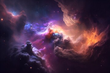Obraz premium A colorful galaxy with a blue and purple nebula made with generative AI