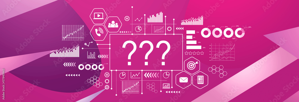 Aufkleber question marks on a geometric pattern background