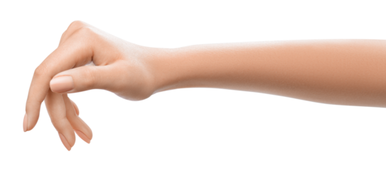 Beautifully hand holding something, concept for tech or social media-related content. Well-manicured hand holding. Nature or gardening-related promotions concept.