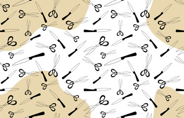 Graphic illustration background knife scissors seamless pattern