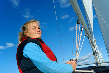 Blond Scandinavian Woman sailing