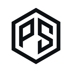 two-letter initials hexagon logo black