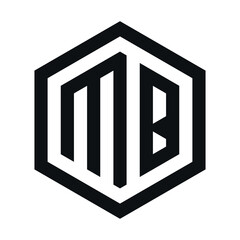 two-letter initials hexagon logo black