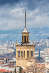 Obraz premium tower of the National Academy of Sciences of Georgia and a view of Tbilisi