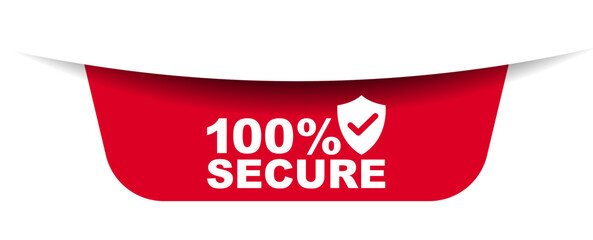 red vector illustration banner 100% secure