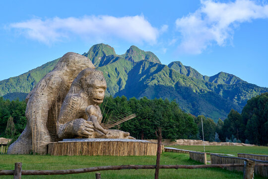 View of the mountain peaks in Volcanoes National Park, Rwanda