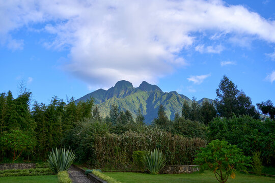 View of the mountain peaks in Volcanoes National Park, Rwanda