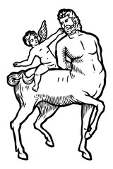 Mythology idols Centaur - vector illustration - Out line