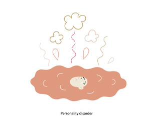 Mental disorders illustration. Personality disorder- modern flat vector illustration of person who has lost their identity turned into a puddle. People emotional, psychological, mental traumas concept