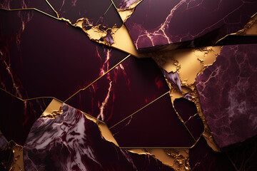 Burgundy and gold marble background. Luxury marble stone texture. Invitation backdrop. Ai generated