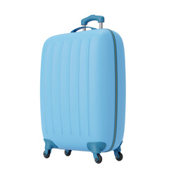 Blue large suitcase with transparent background 3d render illustration