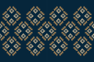Ethnic Ikat fabric pattern geometric style.African Ikat embroidery Ethnic oriental pattern navy blue background. Abstract,vector,illustration.For texture,clothing,wrapping,decoration,carpet.