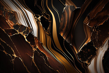 Abstract marble brown and gold background. Invitation backdrop. Ai generated