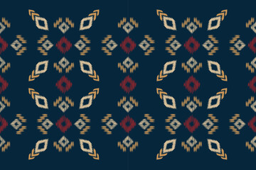 Ethnic Ikat fabric pattern geometric style.African Ikat embroidery Ethnic oriental pattern navy blue background. Abstract,vector,illustration.For texture,clothing,wrapping,decoration,carpet.