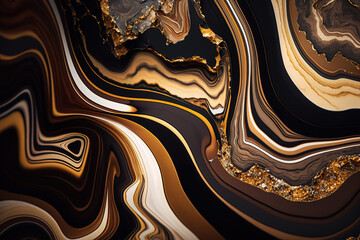 Abstract marble brown and gold background. Invitation backdrop. Ai generated