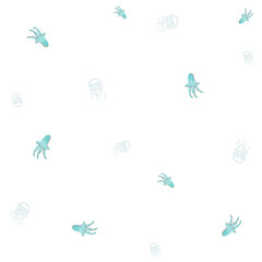 Jellyfishes, seamless pattern with vector hand drawn illustrations
