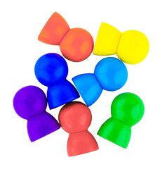rainbow-colored wooden blocks people for kids with the transparent png background