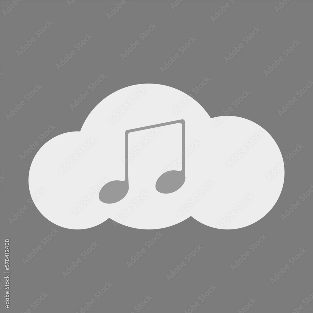 Poster note in the cloud vector. cloud storage of music and music files vector. musical note vector icon. c