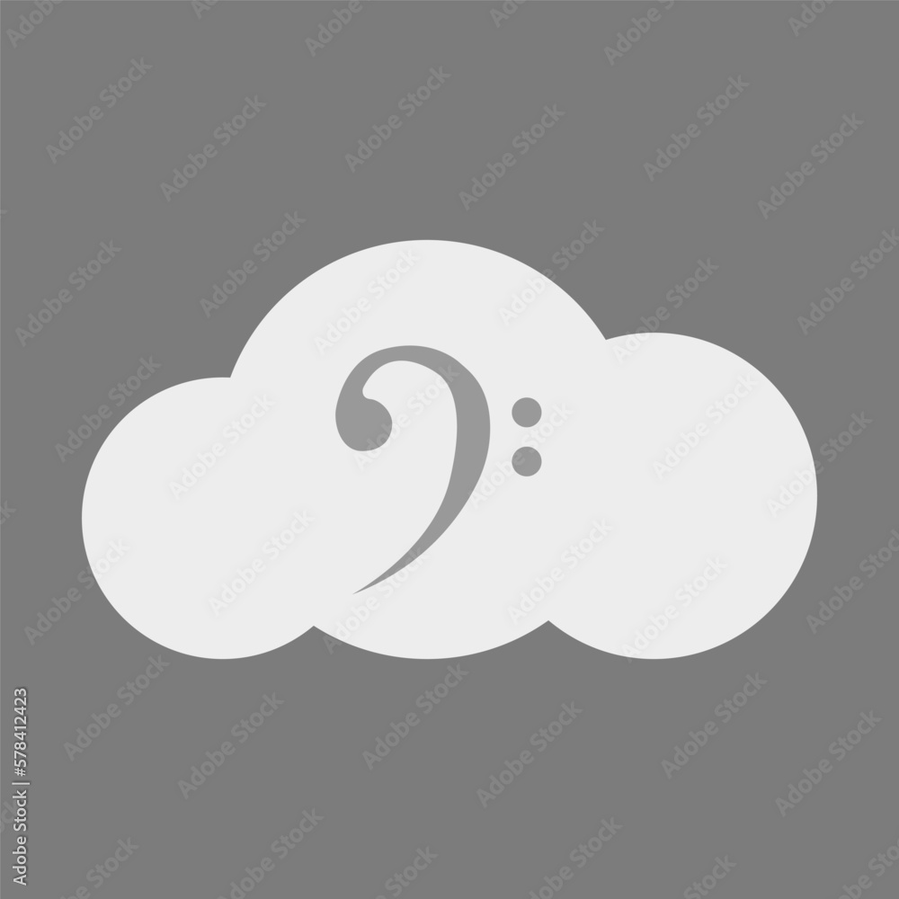 Poster note in the cloud vector. cloud storage of music and music files vector. musical note vector icon. c