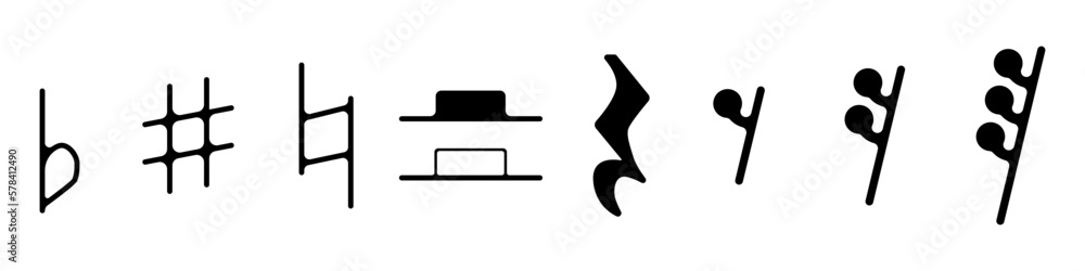 Poster music notes vector set. icons of various musical notes vector. music symbols vector set. solfeggio v