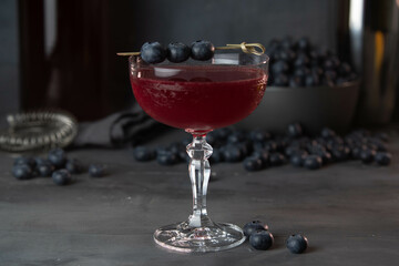 Fresh berries cocktail with bluenerries. Summer cold drink and cocktail.