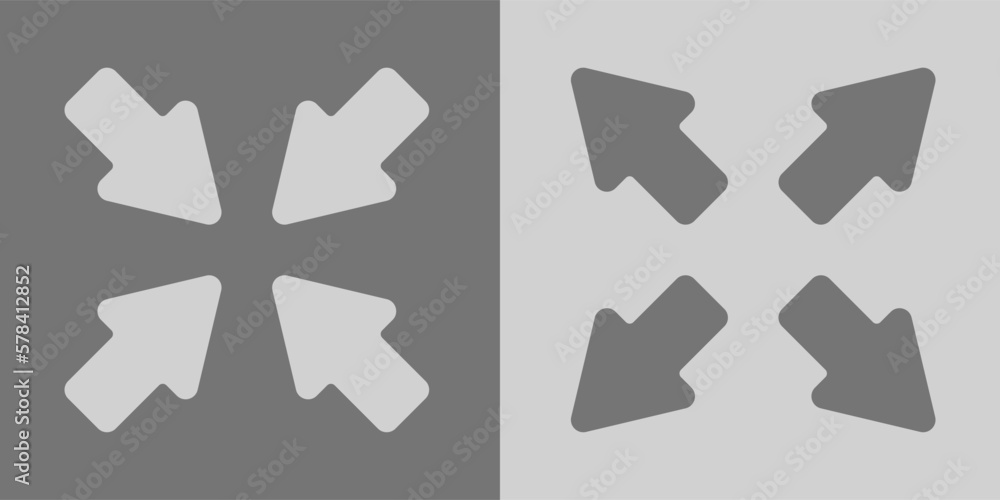Poster gray arrows vector. arrows in and out vector. a set of arrows on a gray background.