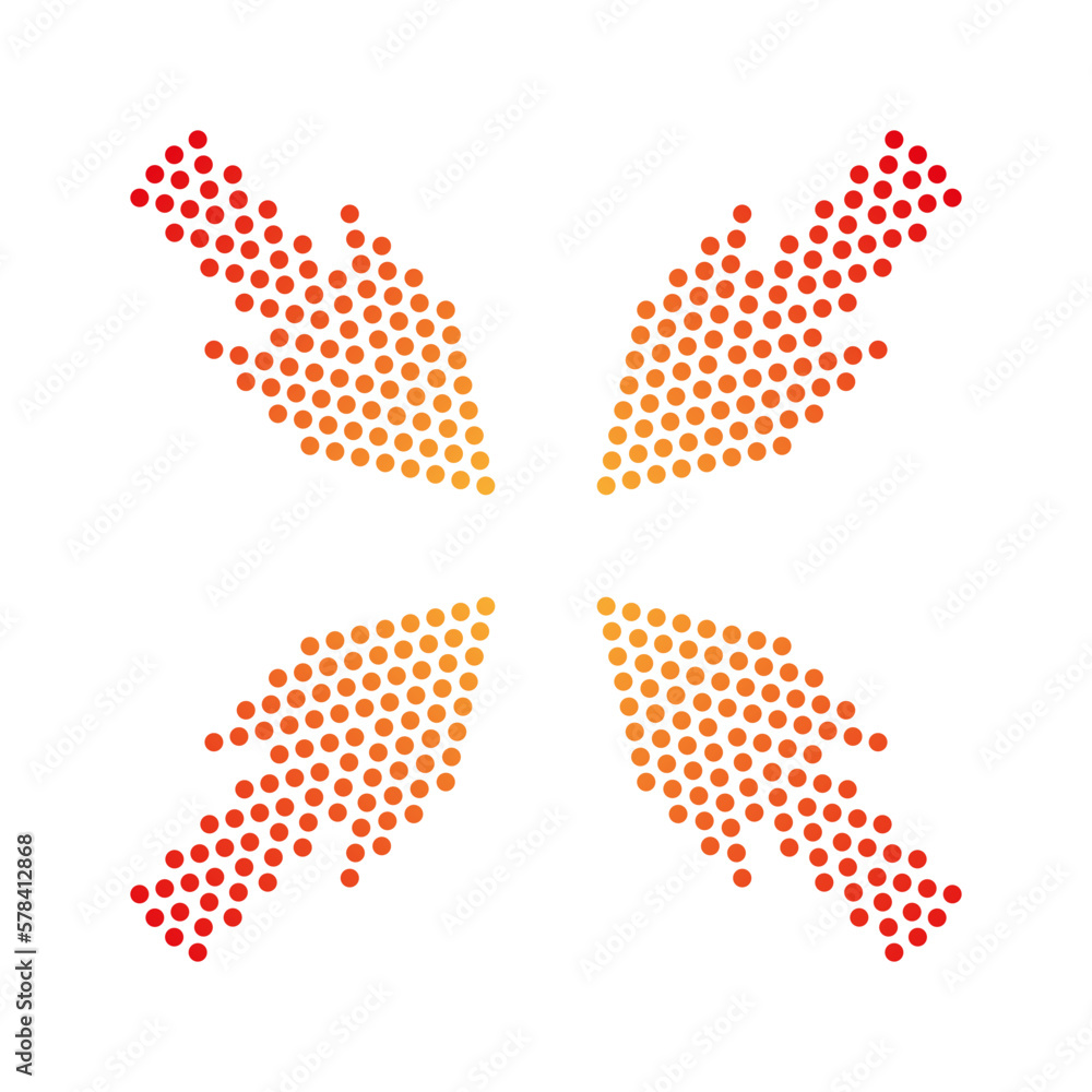 Poster four arrows with a halftone effect are directed inwards. arrow icons modern style vector.