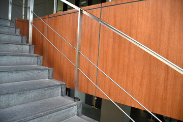 Aluminum hand rail and sling line for stair, balcony or terrace design. Concept for architeccture...