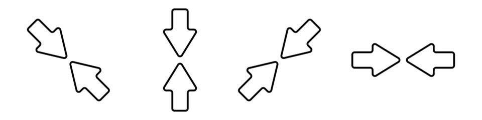 Set of black outline arrows vector. Arrow to arrow vector icon.