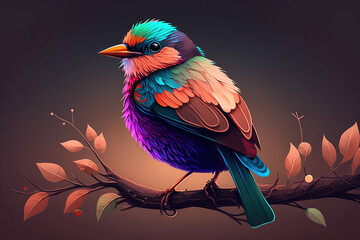 A beautiful bird sitting on a branch. An idea for a graphic for World Migratory Bird Day, created with Generative AI