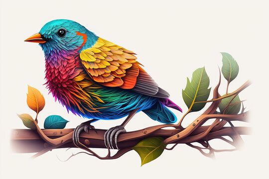 A beautiful bird sitting on a branch. An idea for a graphic for World Migratory Bird Day, created with Generative AI