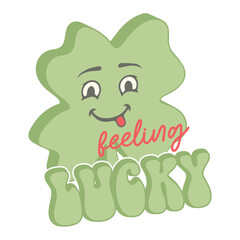 Feeling Lucky, St. Patricks Day Vintage Typography Groovy Design can be printed on a T-Shirt, mugs, notebooks, clothing, apparel, accessories, Canvas, and so on.